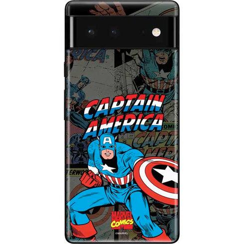 Marvel Classic Comics Captain America Vintage Google Pixel 6 Skin